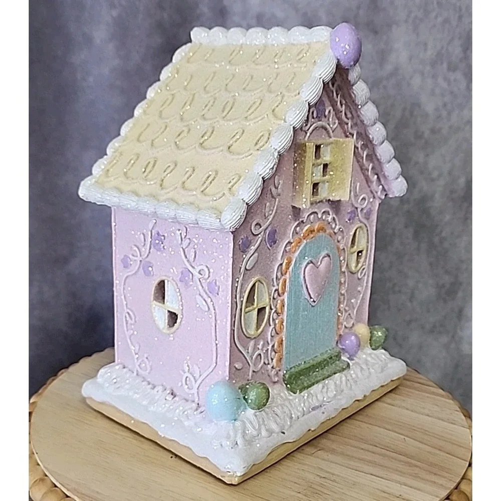 Easter Gingerbread‎ House LIGHT UP Tabletop Decor Eggs 8